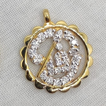 18Kt Yellow Gold South Indian Style OM Pendant by Shri Datta Jewel