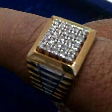 Gold Gents Vertical Diamond Ring Yellow