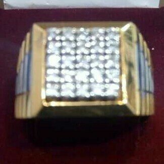 Gold Gents Vertical Diamond Ring Yellow